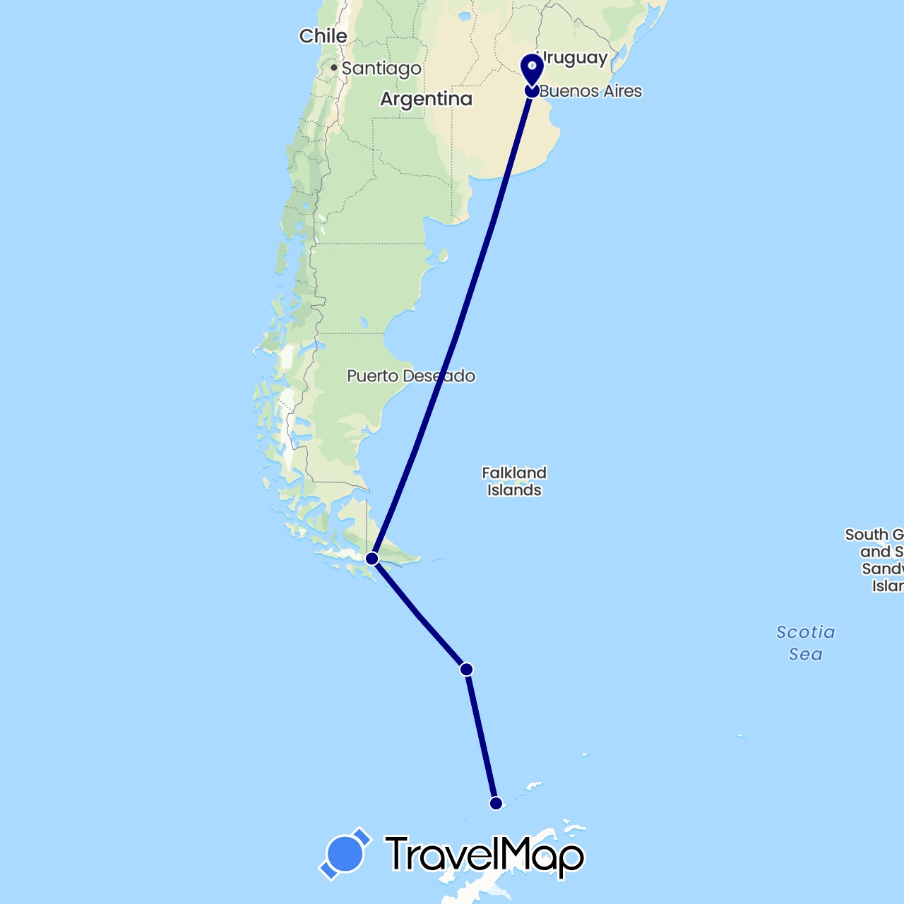 TravelMap itinerary: driving in Argentina (South America)