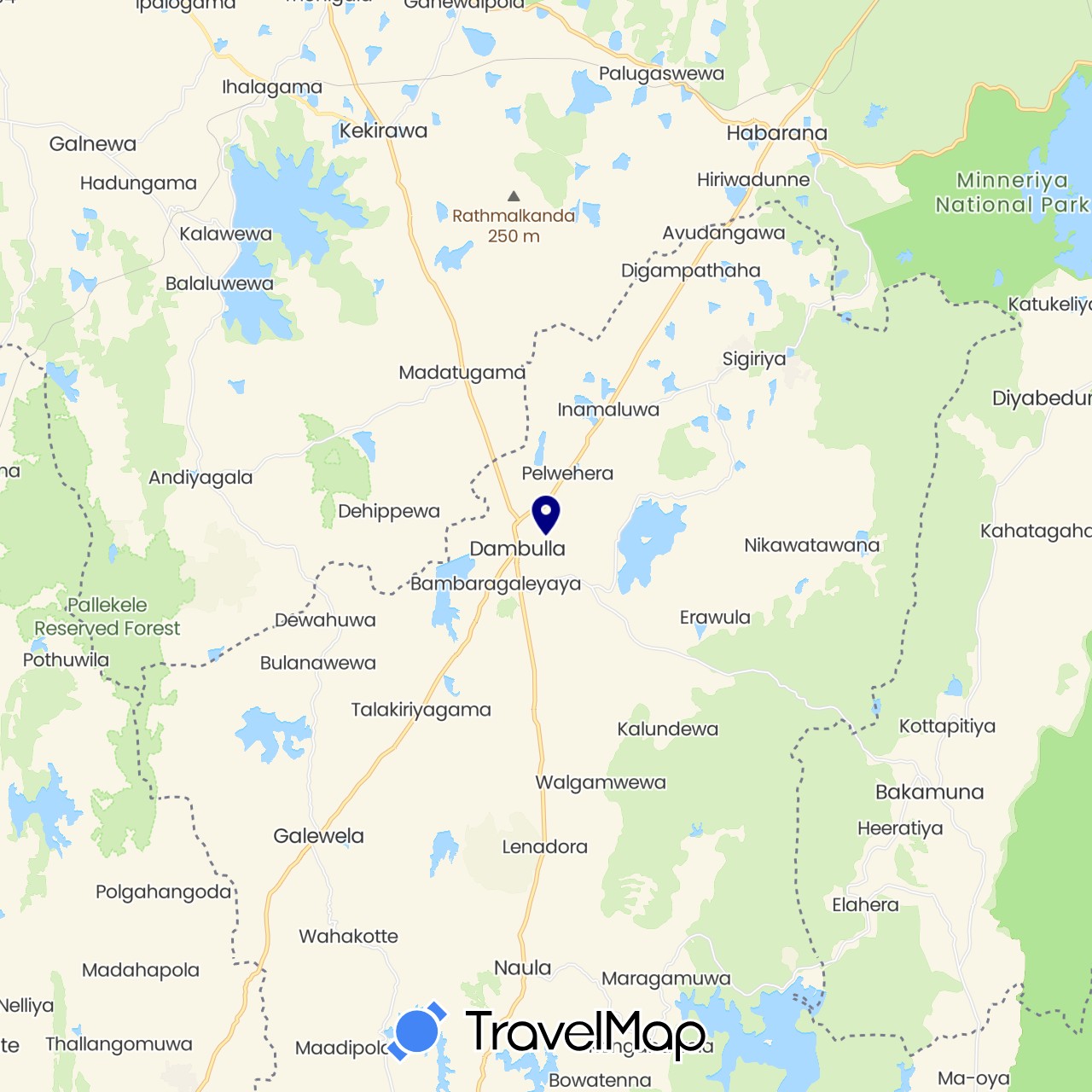 TravelMap itinerary: driving in Sri Lanka (Asia)