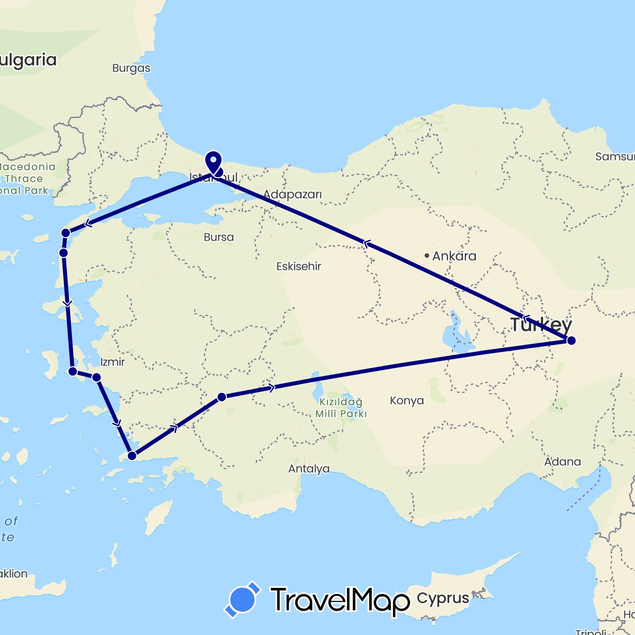 TravelMap itinerary: driving in Turkey (Asia)