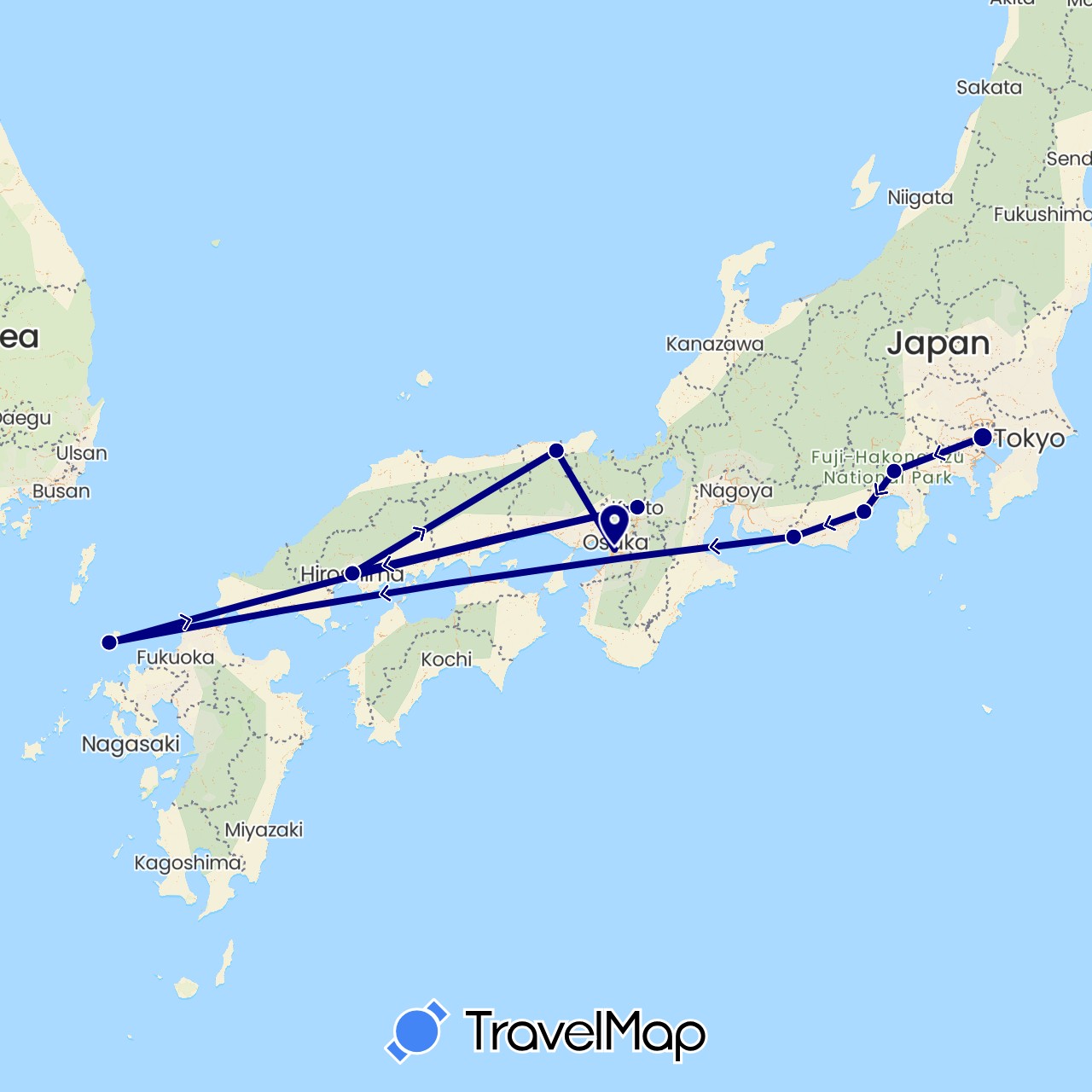 TravelMap itinerary: driving in Japan (Asia)