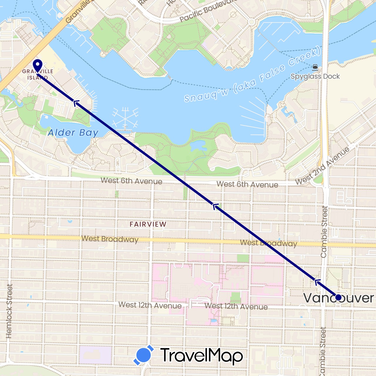TravelMap itinerary: driving in Canada (North America)