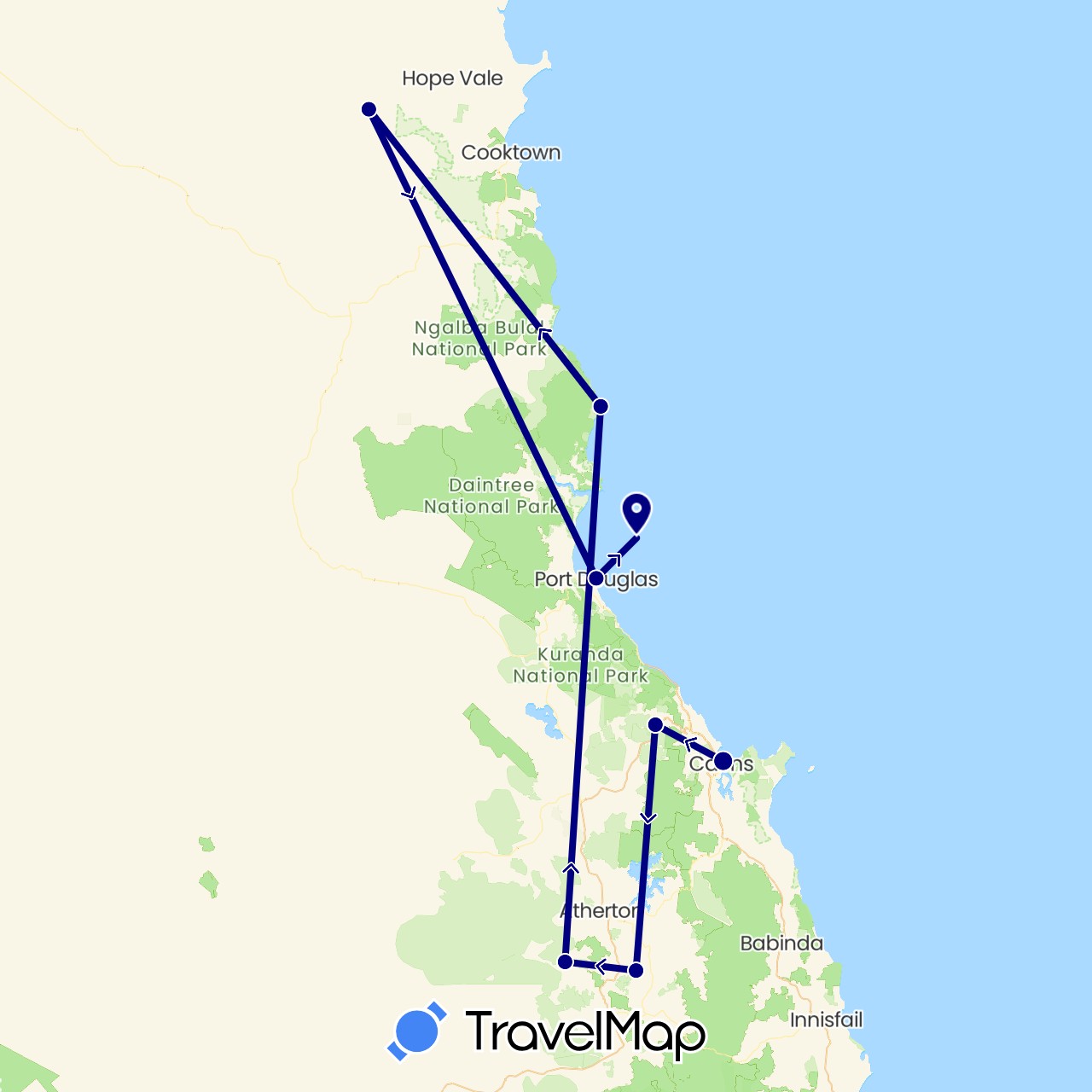 TravelMap itinerary: driving in Australia (Oceania)